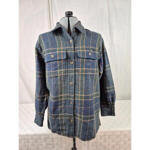Lauren Ralph Lauren Petite PS 100% Wool Plaid Button Front Shirt Jacket Blue Mul